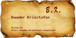 Baader Krisztofer névjegykártya